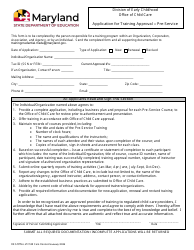 Document preview: Application for Training Approval - Pre-service - Maryland