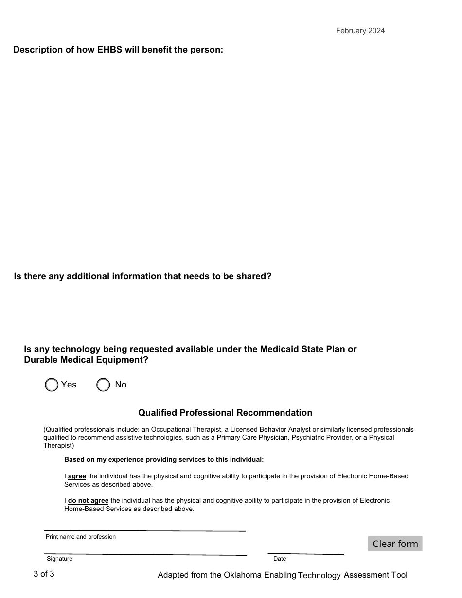Assessment Tool for Electronic Home-Based Services - Virginia, Page 3