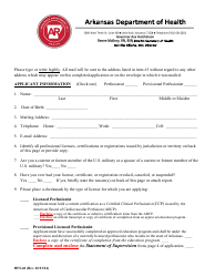 Form HFS-68 Application for License or Provisional License - Arkansas Perfusionist Licensure Program - Arkansas