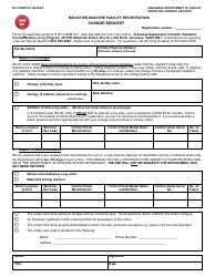 Document preview: RC Form 201 Change Request - Radiation Machine Facility Registration - Arkansas