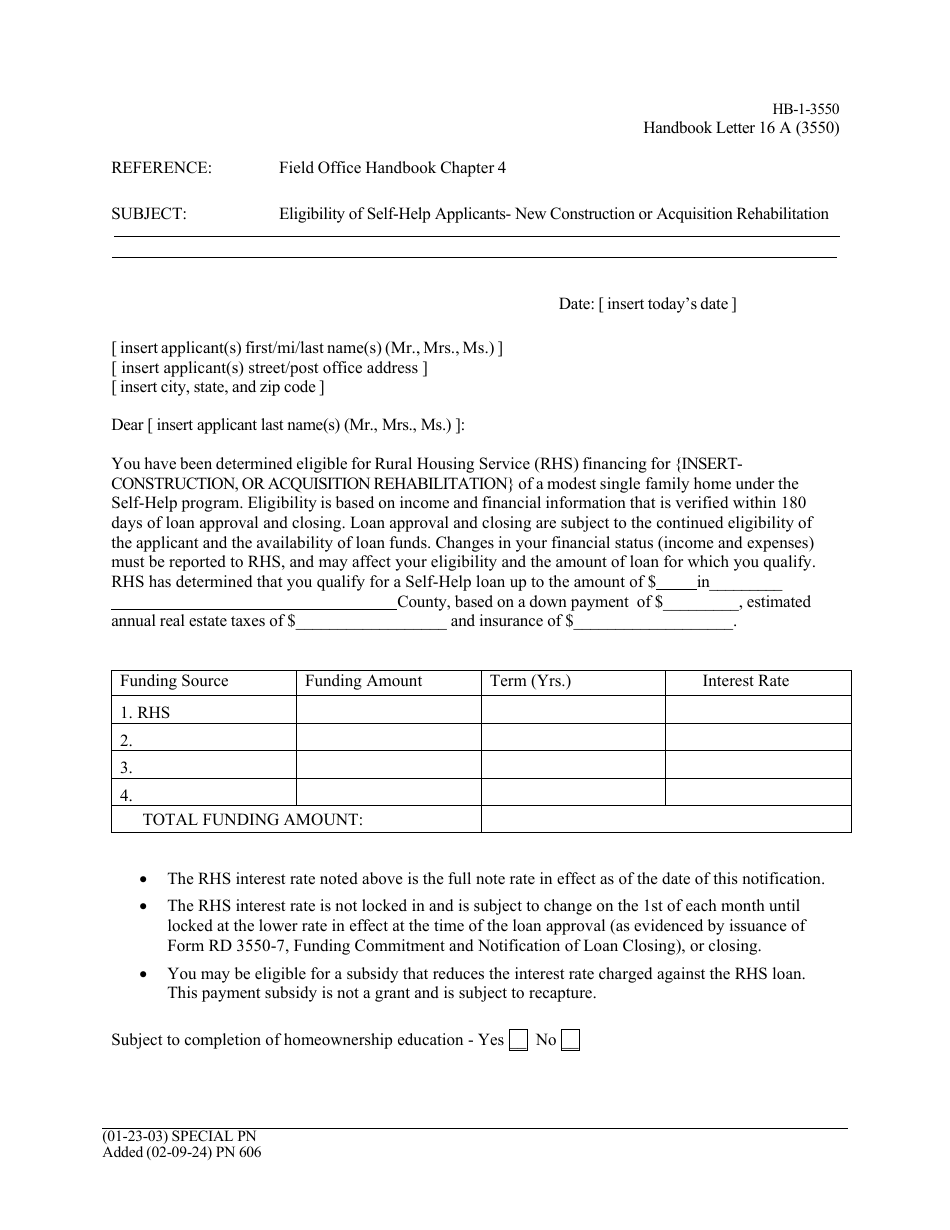Form HB-1-3550 Handbook Letters - Direct Single Family Housing Loans and Grants - Field Office Handbook, Page 21