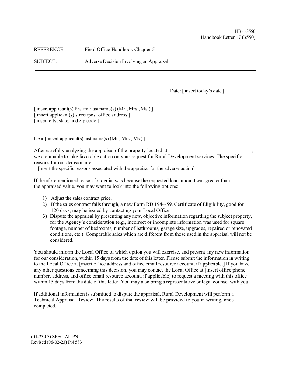 Form HB-1-3550 Handbook Letters - Direct Single Family Housing Loans and Grants - Field Office Handbook, Page 24