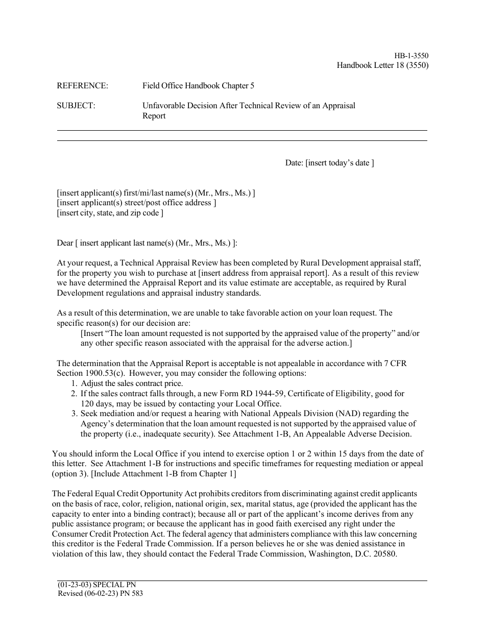 Form HB-1-3550 Handbook Letters - Direct Single Family Housing Loans and Grants - Field Office Handbook, Page 26