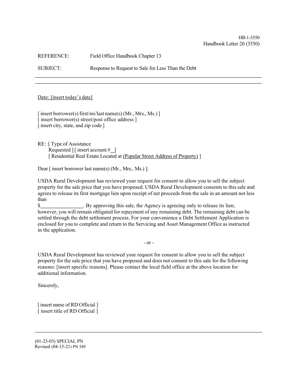 Form HB-1-3550 Handbook Letters - Direct Single Family Housing Loans and Grants - Field Office Handbook, Page 30