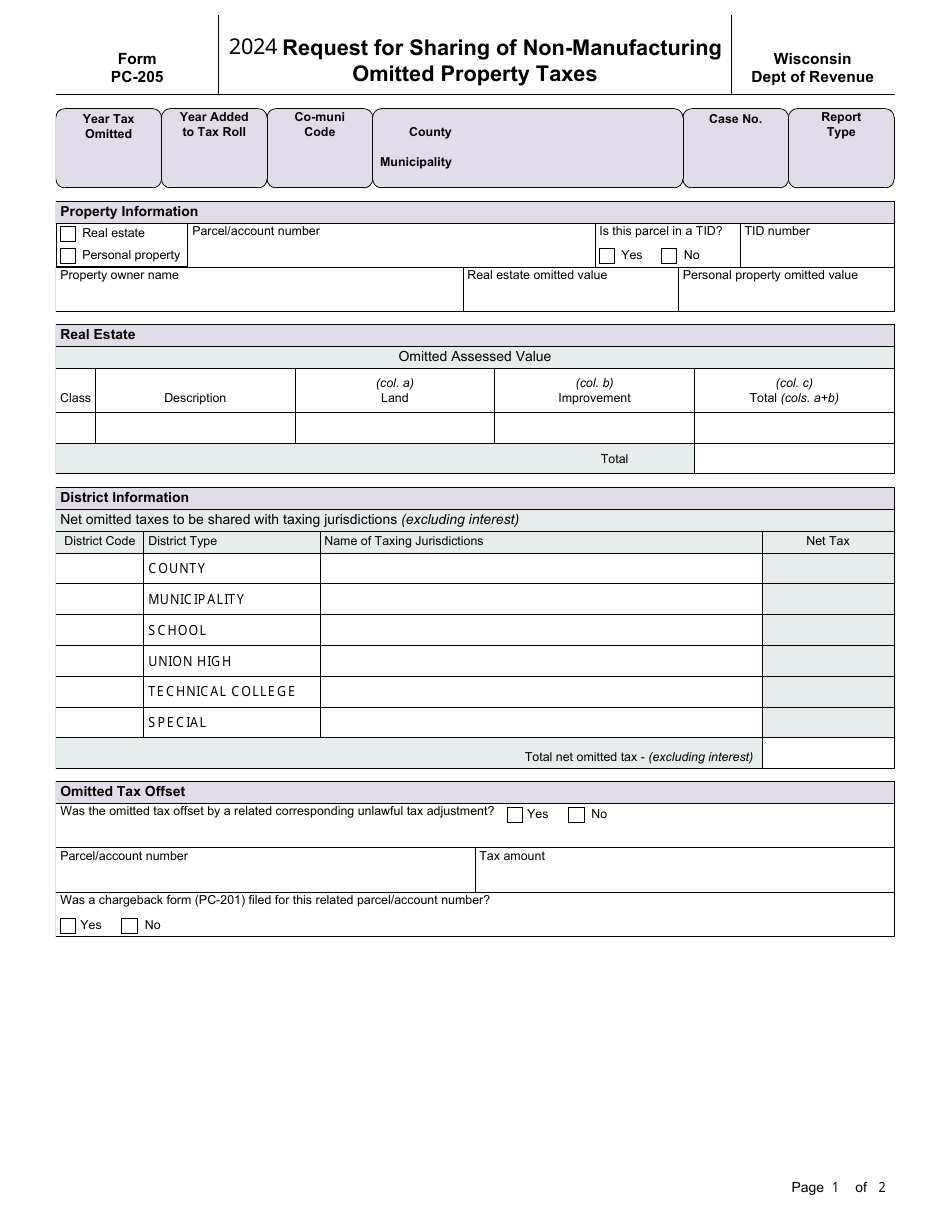 Form PC-205 Download Printable PDF or Fill Online Request for Sharing ...