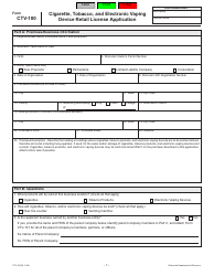 Form CTV-100 Cigarette, Tobacco, and Electronic Vaping Device Retail License Application - Wisconsin