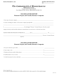 Document preview: Tax Disclosure Report - Domestic Property and Casualty Insurance Companies - Massachusetts