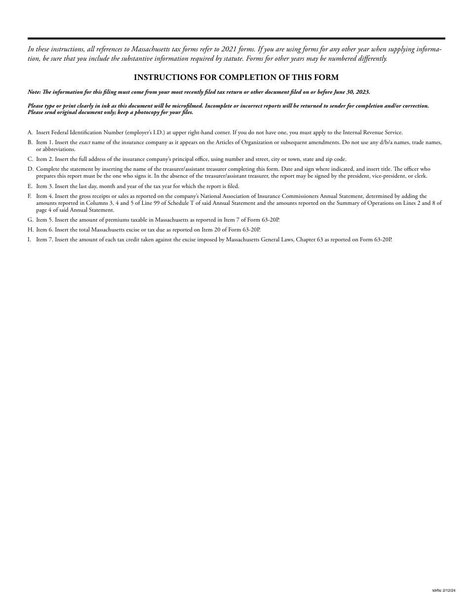 Tax Disclosure Report - Foreign Life Insurance Companies - Massachusetts, Page 2