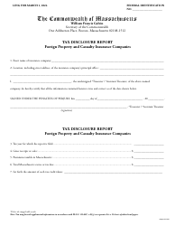 Document preview: Tax Disclosure Report - Foreign Property and Casualty Insurance Companies - Massachusetts