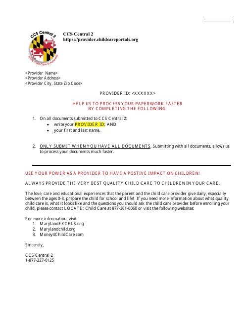Form DOC.911.99 Child Care Error Payment Adjustment Request Form - Child Care Scholarship Program - Maryland