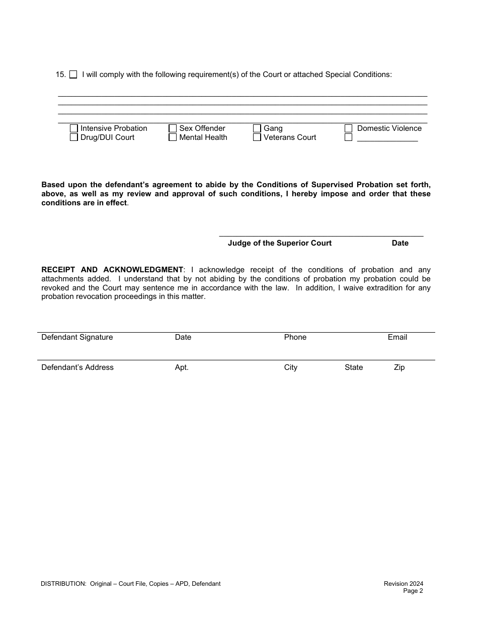 Uniform Conditions of Supervised Probation - Arizona, Page 4