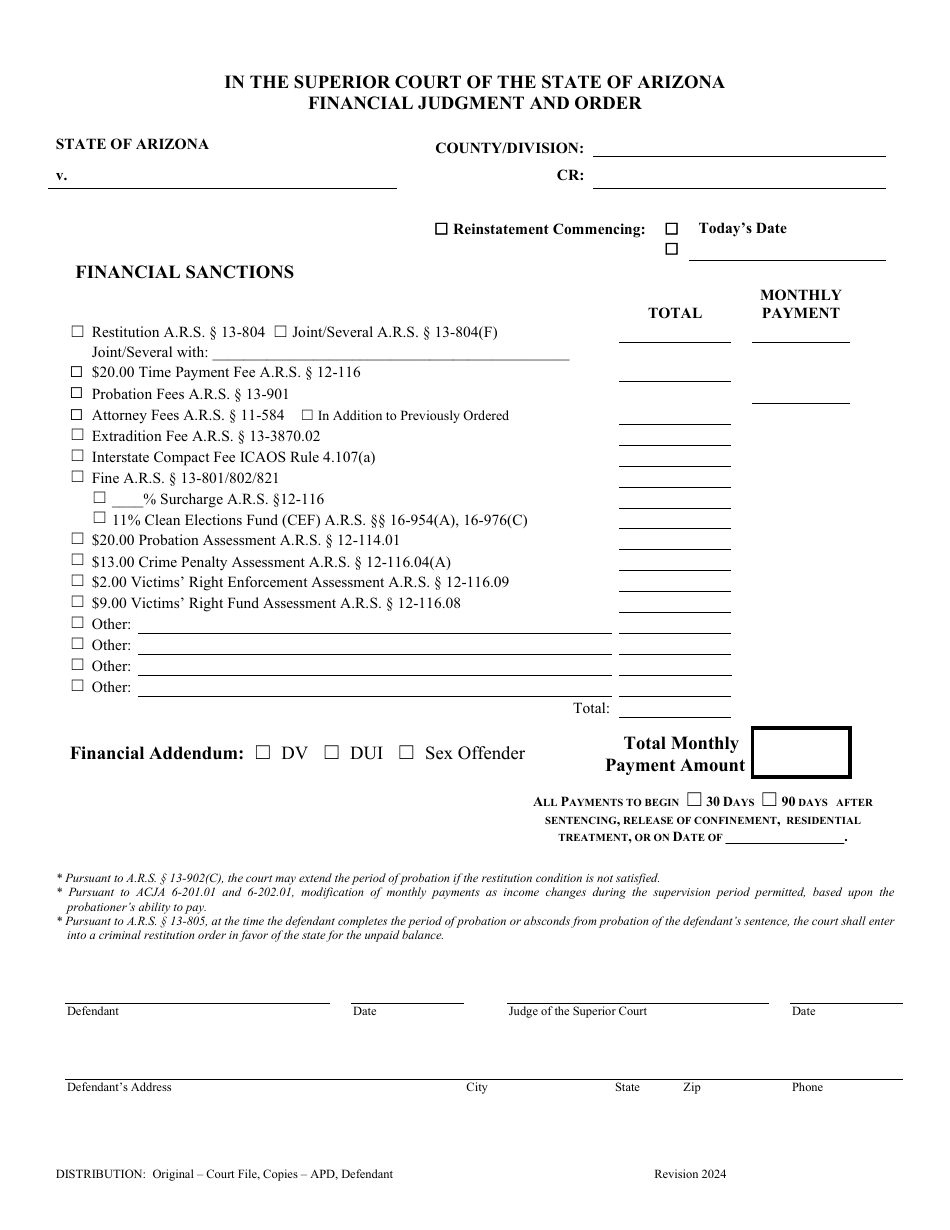 Uniform Conditions of Supervised Probation - Arizona, Page 5