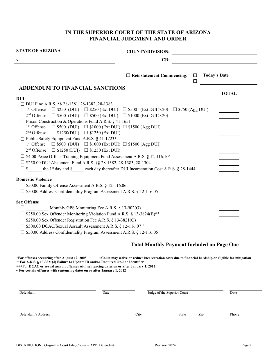 Uniform Conditions of Supervised Probation - Arizona, Page 6
