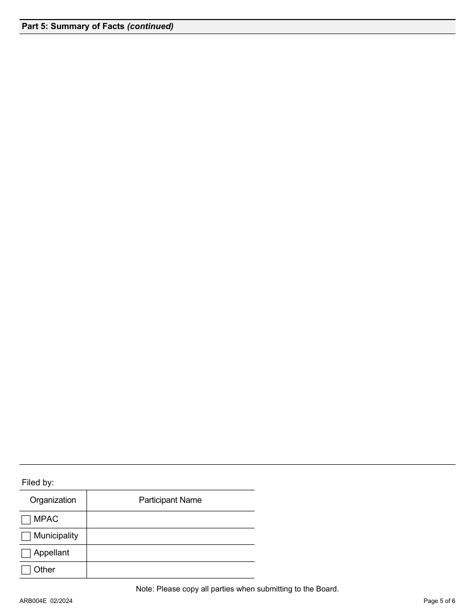 Form ARB004E Expedited Board Directions Form (Motions / Adjournment) - Ontario, Canada, Page 5