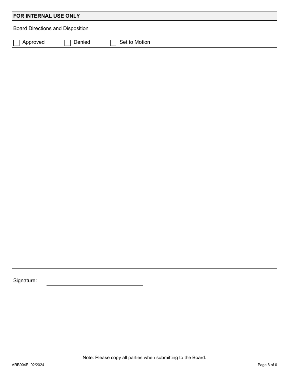 Form ARB004E Expedited Board Directions Form (Motions / Adjournment) - Ontario, Canada, Page 6