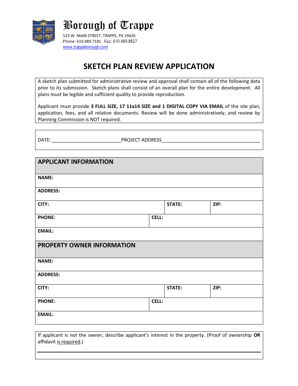 Sketch Plan Review Application - Borough of Trappe, Pennsylvania, Page 1