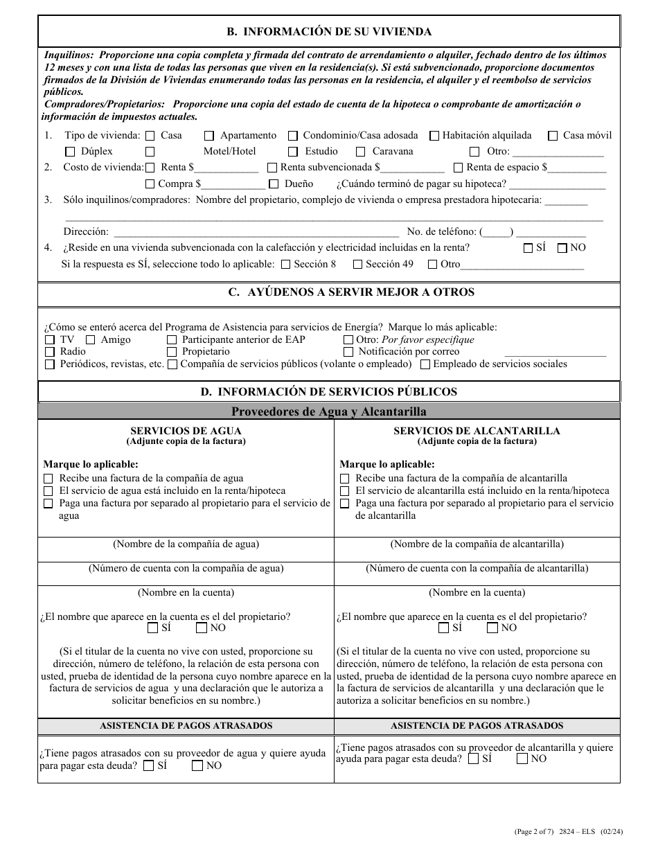 Formulario 2824-ELS Solicitud De Asistencia Para Servicios De Energia - Nevada (Spanish), Page 5