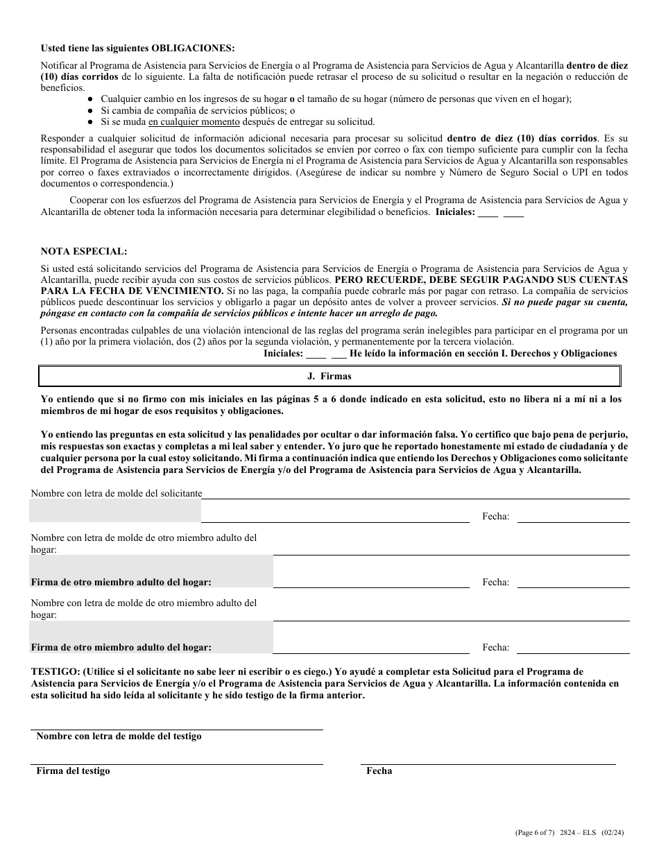 Formulario 2824-ELS Solicitud De Asistencia Para Servicios De Energia - Nevada (Spanish), Page 9
