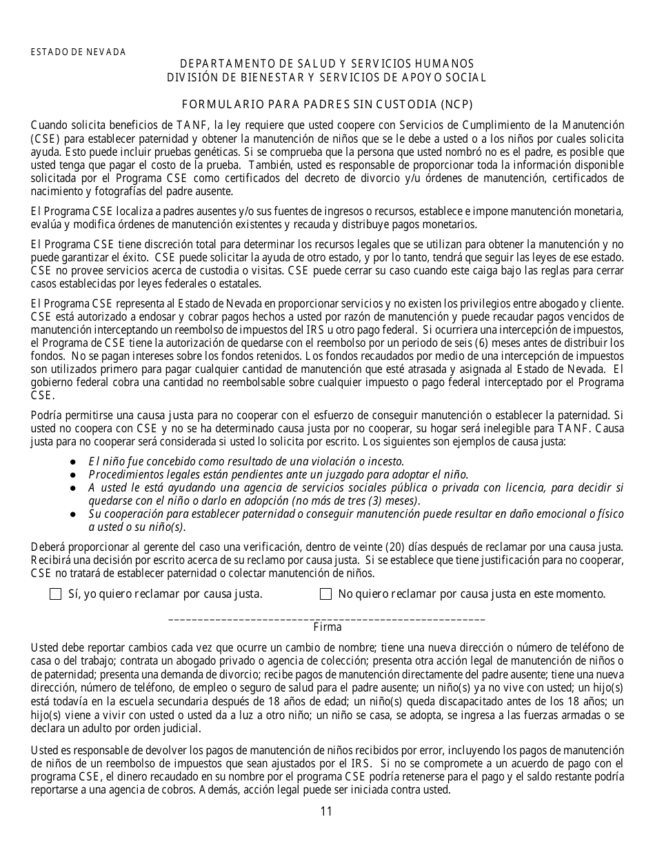 Formulario 2905-EGS Solicitud De Asistencia Publica - Nevada (Spanish), Page 14