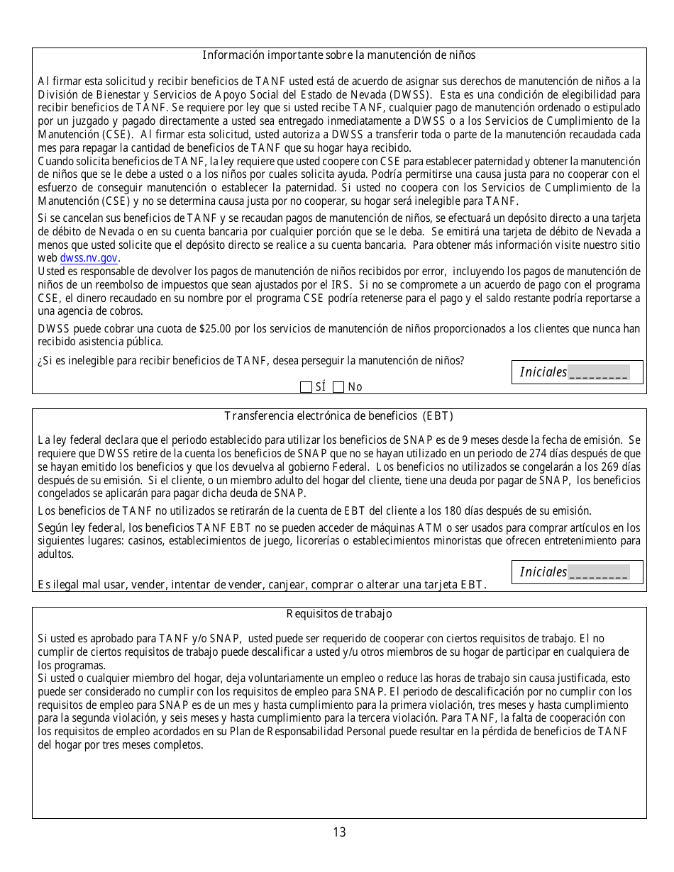 Formulario 2905-EGS Solicitud De Asistencia Publica - Nevada (Spanish), Page 16
