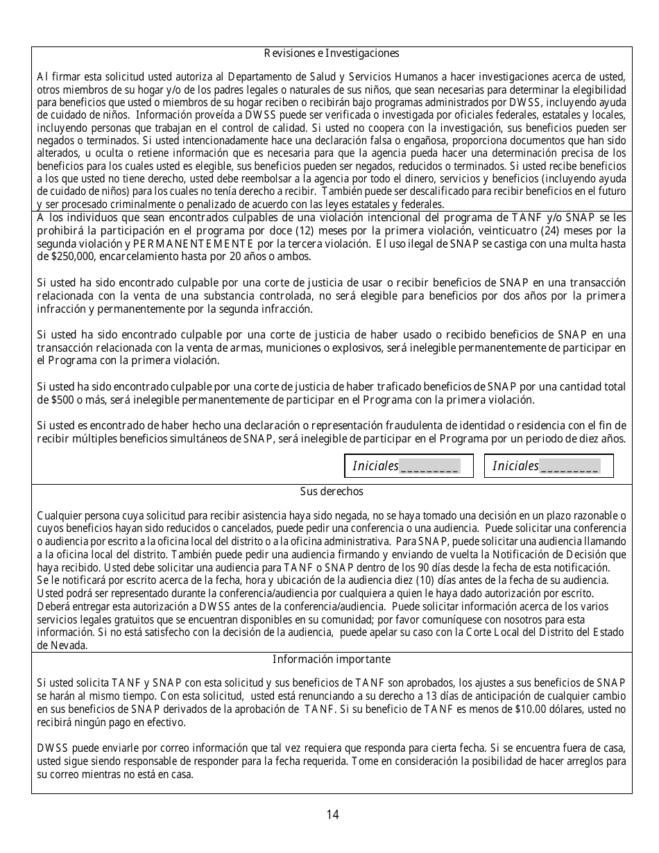 Formulario 2905-EGS Solicitud De Asistencia Publica - Nevada (Spanish), Page 17