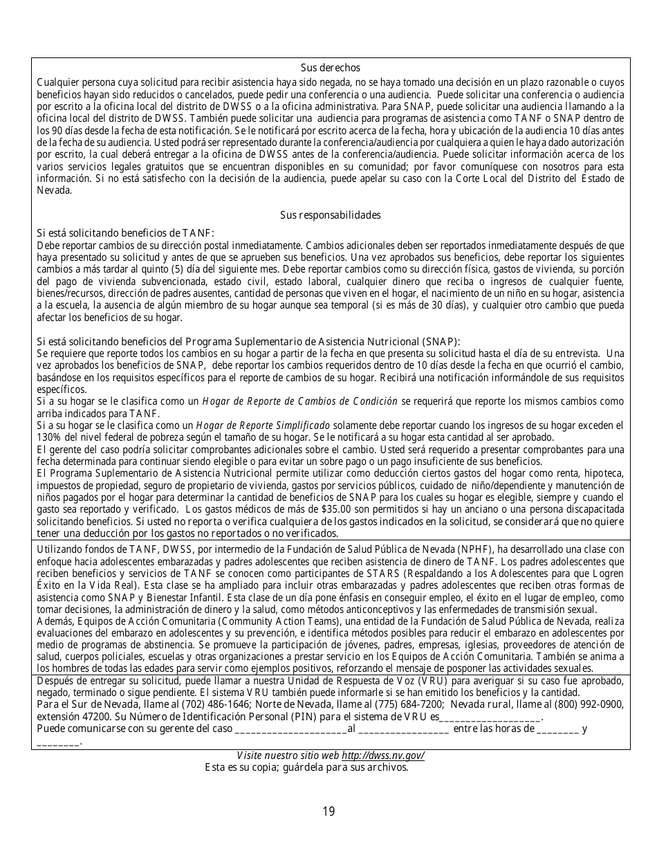 Formulario 2905-EGS Solicitud De Asistencia Publica - Nevada (Spanish), Page 22