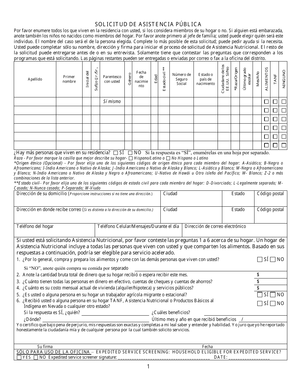 Formulario 2905-EGS Solicitud De Asistencia Publica - Nevada (Spanish), Page 4