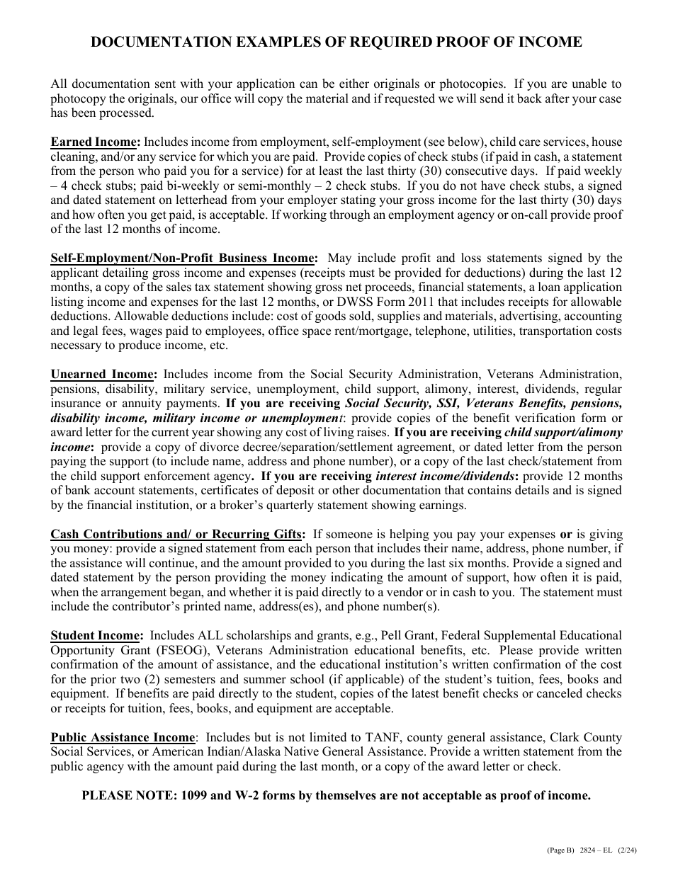 Form 2824-EL Application for Assistance - Energy Assistance Program  Water and Sewer Assistance Program - Nevada, Page 3