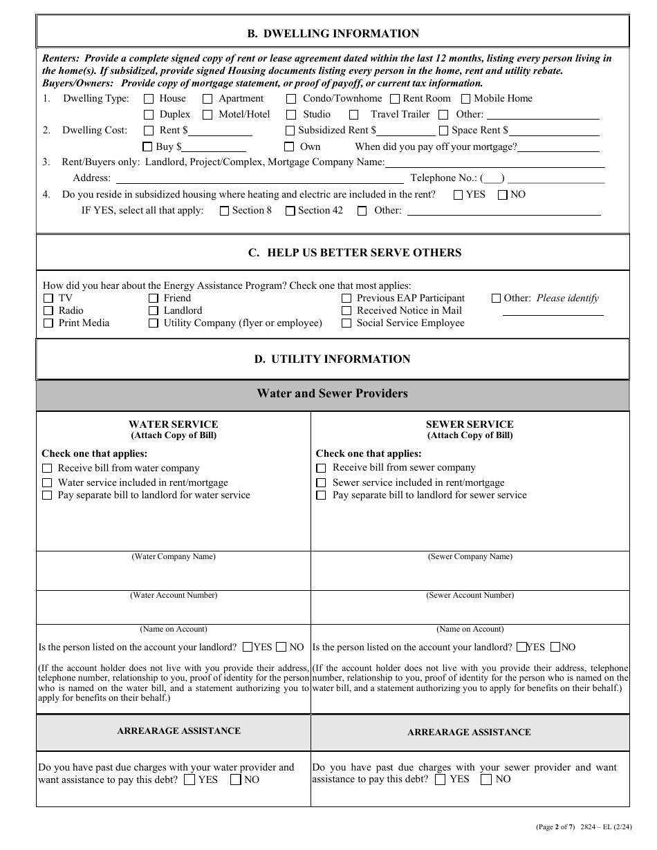 Form 2824-EL Application for Assistance - Energy Assistance Program  Water and Sewer Assistance Program - Nevada, Page 5