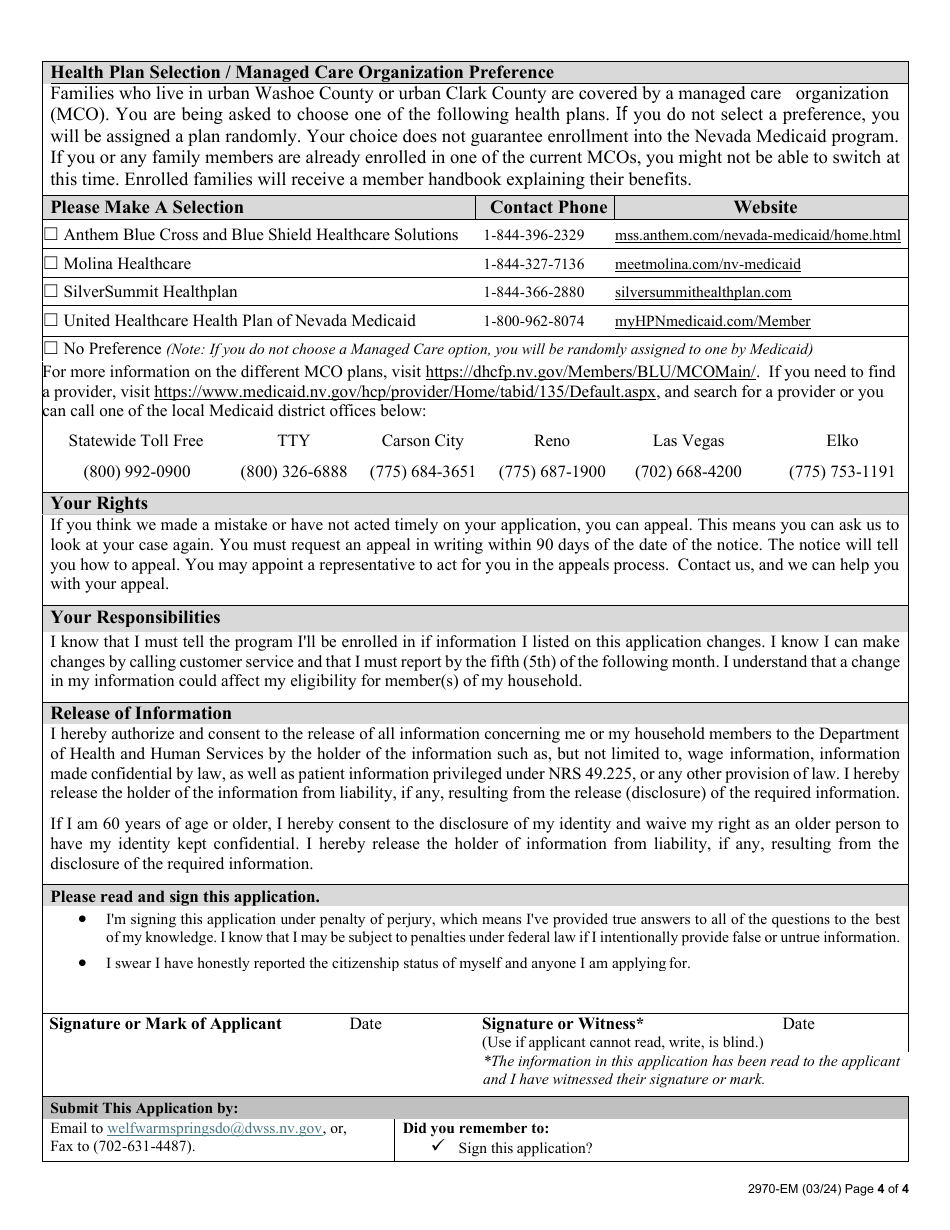 Form 2970-EM Application for Suspended Medicaid - Nevada, Page 4