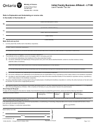 Form LT100 (1204E) Initial Family Business Affidavit - Ontario, Canada