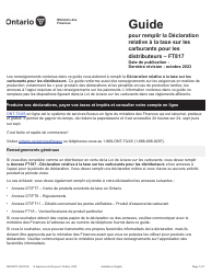 Instruction pour Forme FT817, ON00571F Declaration Relative a La Taxe Sur Les Carburants Pour Les Distributeurs - Ontario, Canada (French)