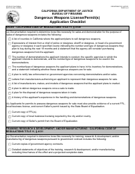 Form BOF031A Dangerous Weapons License/Permit(S) Application Checklist - California, Page 2