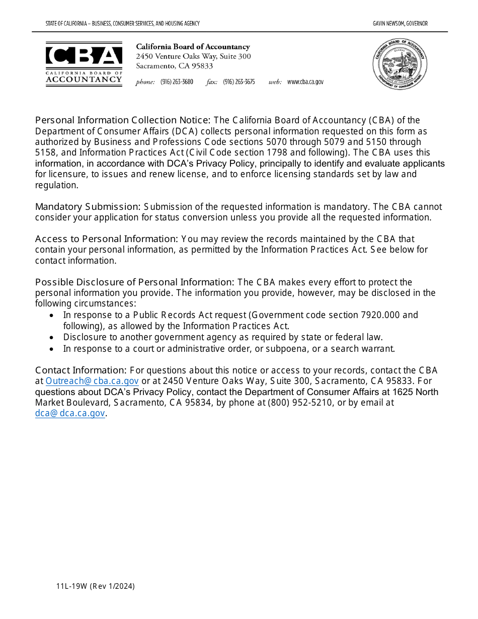 Form 11L-19W License Status Conversion Form - California, Page 5
