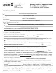 Document preview: Forme 9950F Affidavit - Cession Entre Organismes De Bienfaisance Enregistres - Ontario, Canada (French)