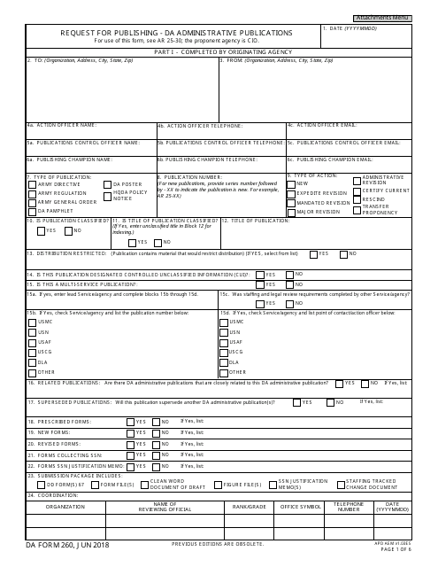DA Form 260  Printable Pdf