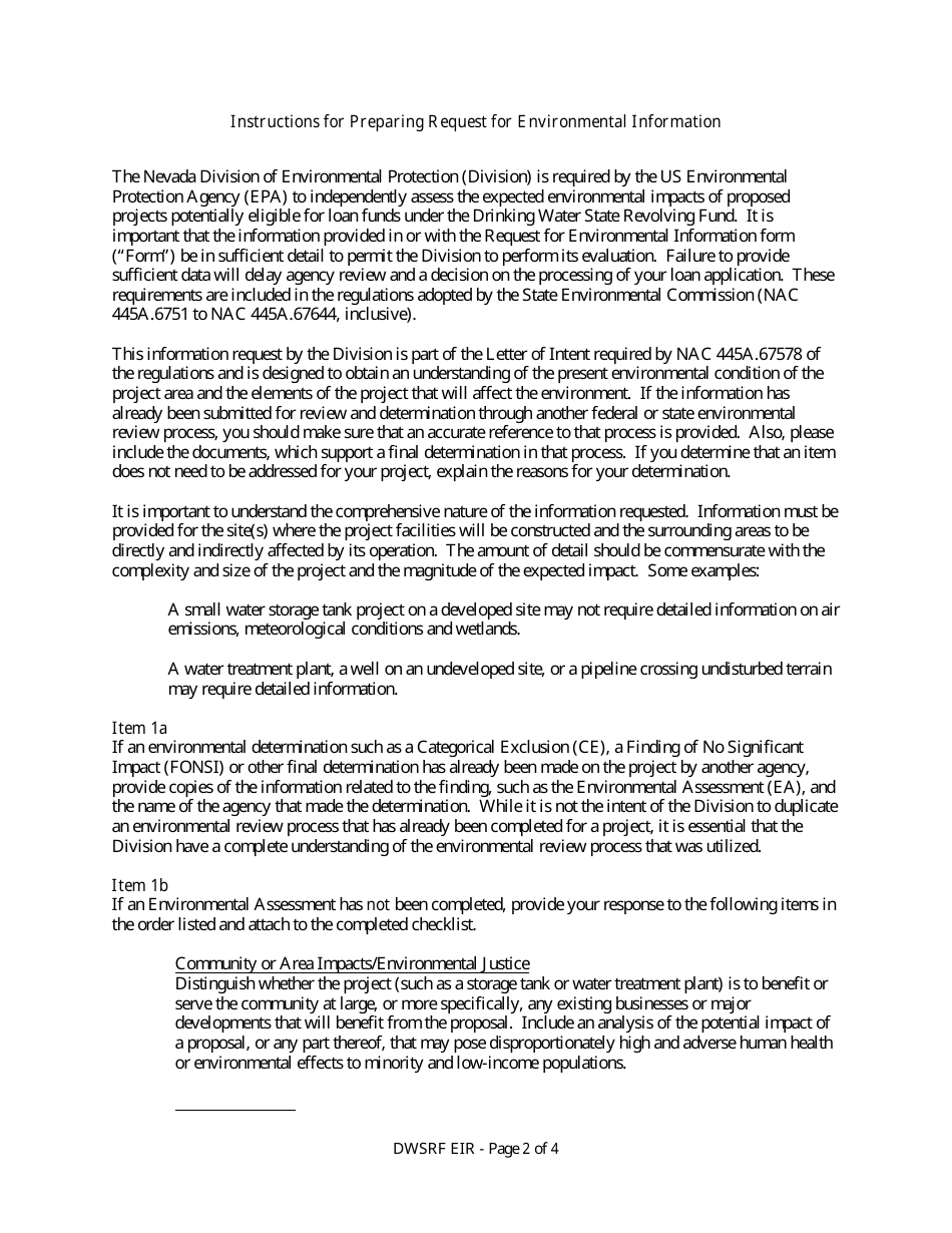 Request for Environmental Information - Nevada, Page 2