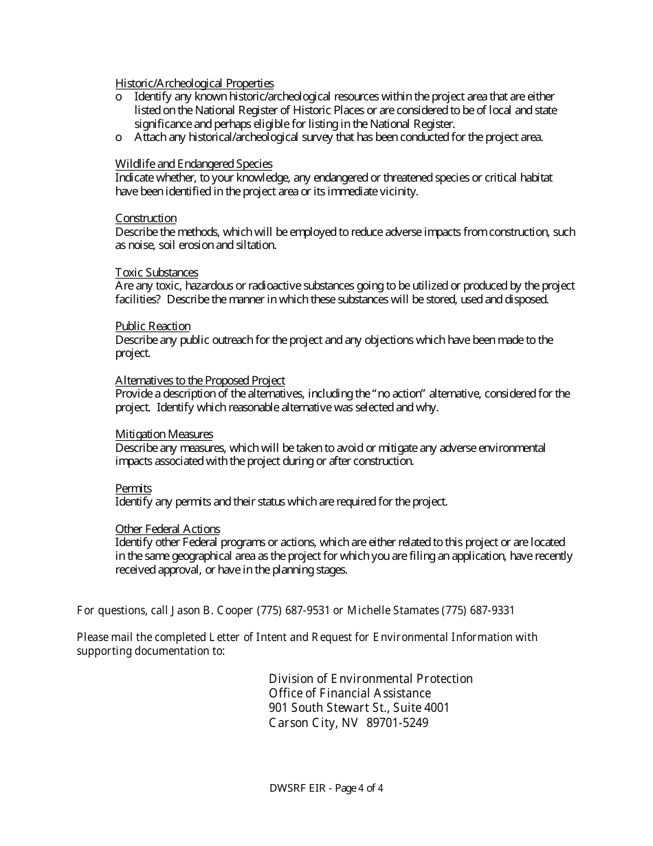 Request for Environmental Information - Nevada, Page 4
