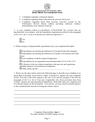 Hotel/Motel Tax Complaint Form - Georgia (United States), Page 2