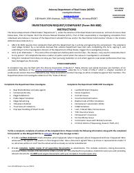 Document preview: Form INV-800 Investigation Request/Complaint - Arizona