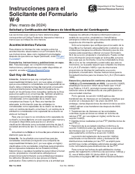 Document preview: Instrucciones para IRS Formulario W-9 (SP) Solicitud Y Certificacion Del Numero De Identificacion Del Contribuyente (Spanish)