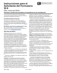 Instrucciones para IRS Formulario W-9 (SP) Solicitud Y Certificacion Del Numero De Identificacion Del Contribuyente (Spanish)