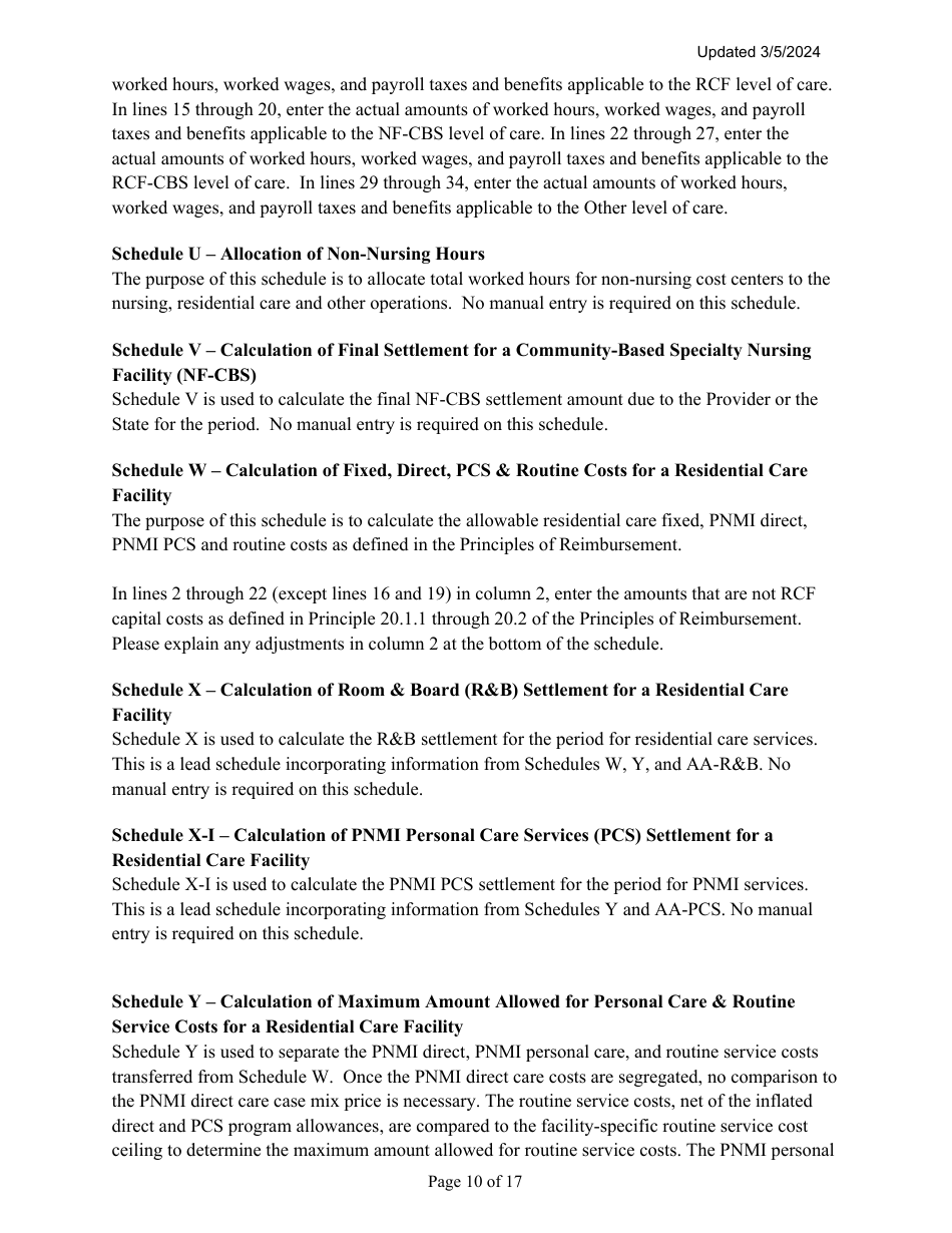 Instructions for Mainecare Cost Report for Multilevel Nursing Facilities With, 1 Rcf Unit, Nf Community Based Specialty, and Rcf Community Based Specialty - Maine, Page 10