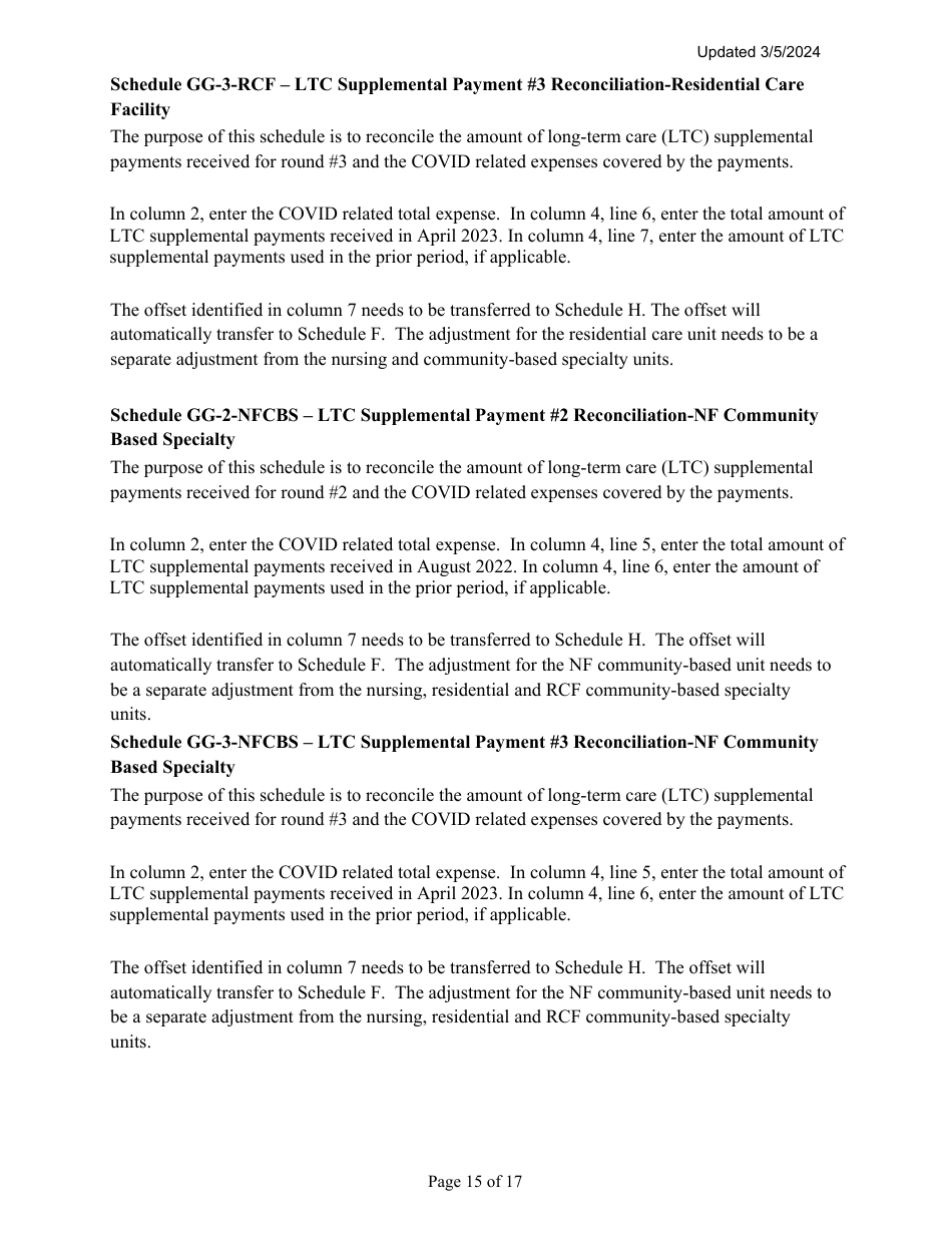 Instructions for Mainecare Cost Report for Multilevel Nursing Facilities With, 1 Rcf Unit, Nf Community Based Specialty, and Rcf Community Based Specialty - Maine, Page 15