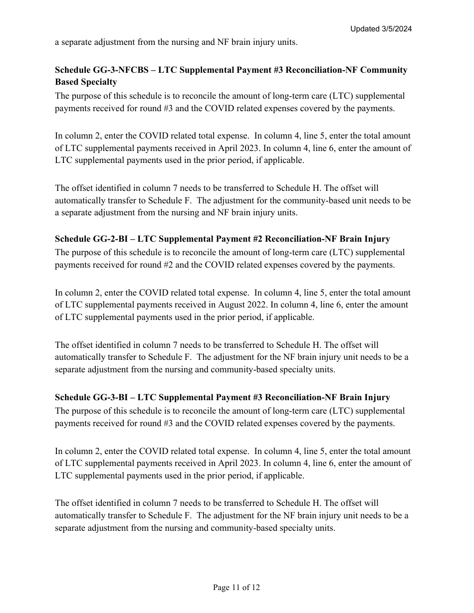Instructions for Mainecare Cost Report for Multilevel Nursing Facilities With a Community Based Specialty (Cbs) Unit and a Brain Injury (BI) Unit - Maine, Page 11