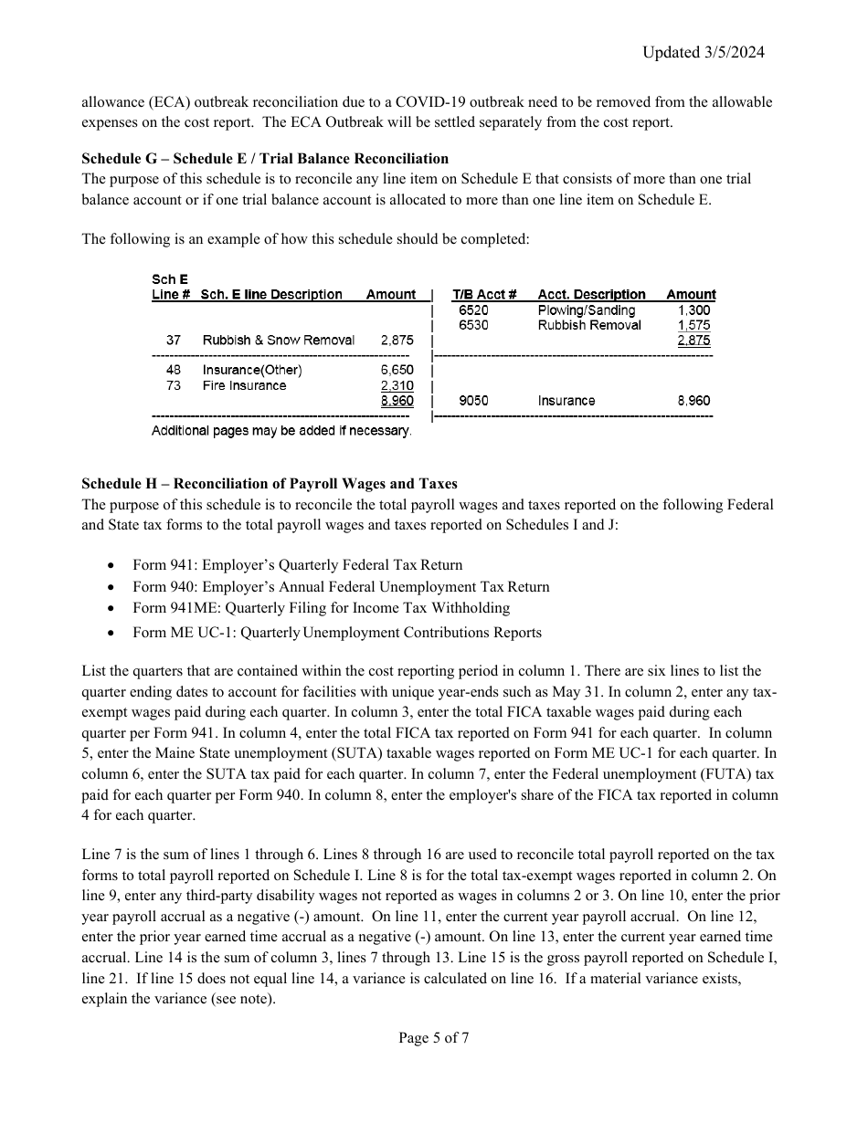 Instructions for Mainecare Cost Report for Appendix F Private Non-medical Institutions (Pnmi) - Maine, Page 5
