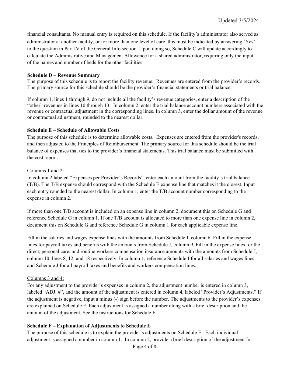 Instructions for Mainecare Cost Report for Appendix C Private Non-medical Institutions (Pnmi) - Maine, Page 4