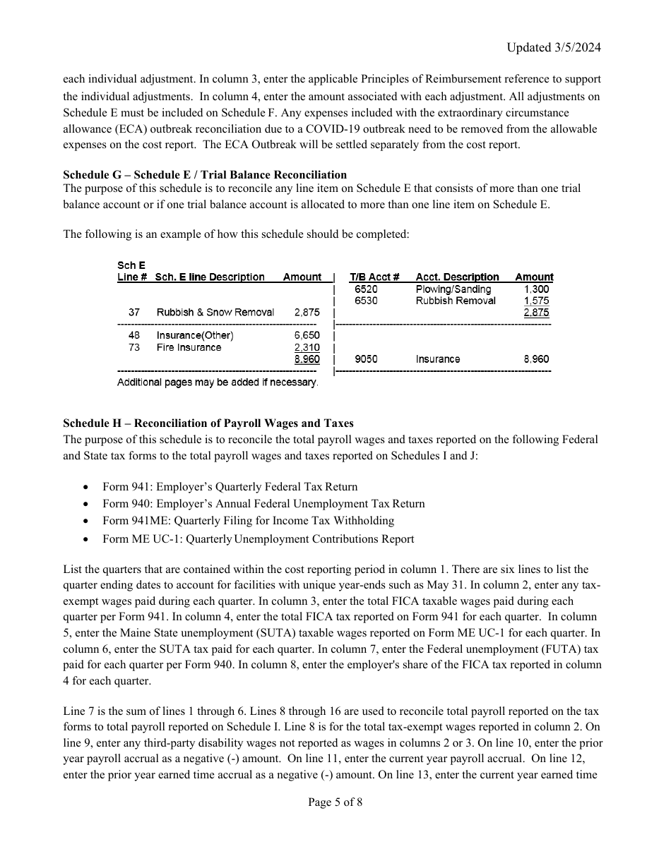 Instructions for Mainecare Cost Report for Appendix C Private Non-medical Institutions (Pnmi) - Maine, Page 5