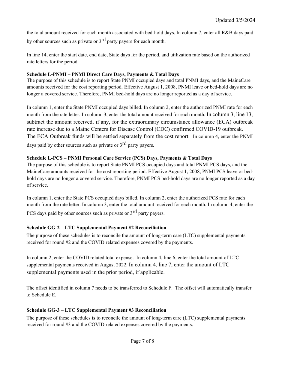 Instructions for Mainecare Cost Report for Appendix C Private Non-medical Institutions (Pnmi) - Maine, Page 7