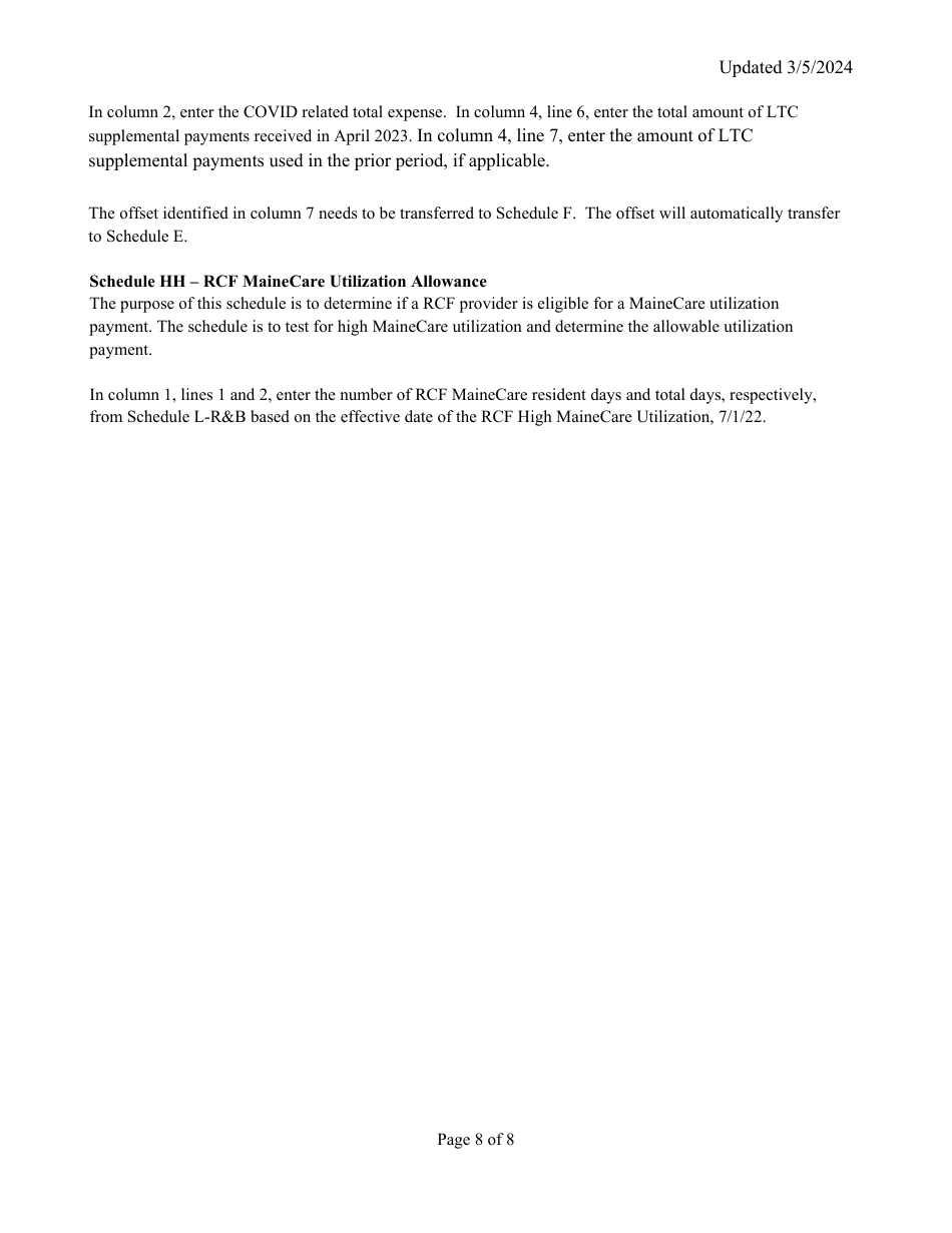 Instructions for Mainecare Cost Report for Appendix C Private Non-medical Institutions (Pnmi) - Maine, Page 8